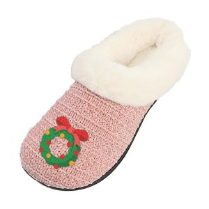 Roxoni Women’s Cozy Faux Fur Slippers with Indoor Outdoor Sole – Festive Holiday Custom Gift Footwear - 1 of 4
