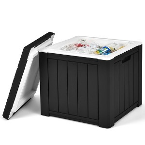 Costway 10 Gallon Ice Cooler w/ Built-in Handles and Detachable Lid Brown\Black - 1 of 4