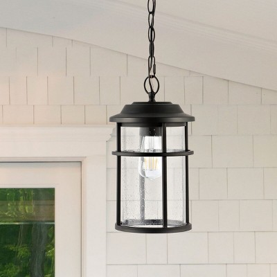Cianna Matte Black LED Outdoor Pendant with Glass Shade