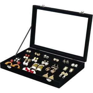 Necklace Organizer Box with Clear Lid, 20-Hook Anti-Tarnish Storage Case - 1 of 4