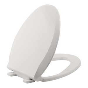Durable Elongated Toilet Seat with Slow Soft Close - Easy to Install and Clean, Never Loosens - White, Fits Most Elongated Toilets Biscuit - 1 of 4