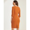 INSPIRE CHIC Women's 3/4 Sleeve Split Neck Wear to Work Business Sheath Dresses - 3 of 4