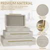 Aoibox Elegant Set of 3 Ivory Shagreen Decorative Boxes with Velvet Lining and Golden Handles for Home Decor and Jewelry - 4 of 4