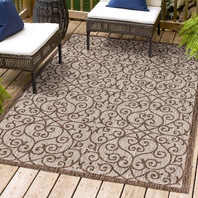 Madrid Vintage Filigree Taupe/Espresso 3'x5' Synthetic Area Rug