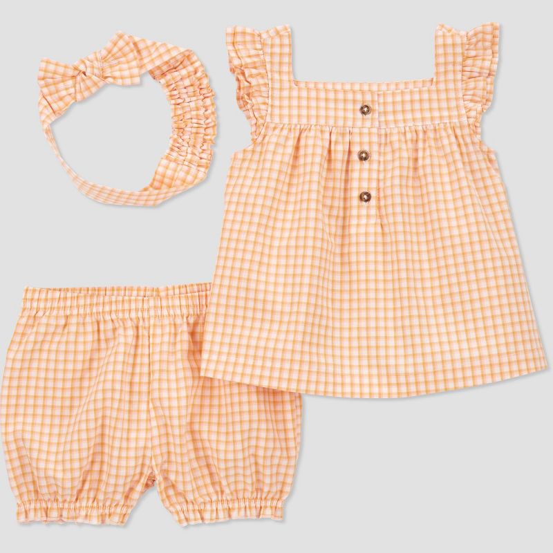 Carter's Just One You® Baby Girls' Pastel Gingham Top & Bottom Set - Yellow, 1 of 6