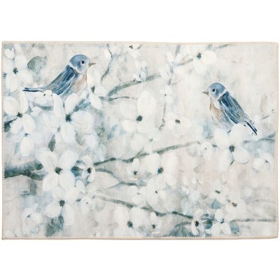 Olivia’s Home Spring Dogwoods & Songbirds Doormat – Artistic Indoor Entry Rug, 22" x 32", Charming Floral & Bird Design for Seasonal Decor