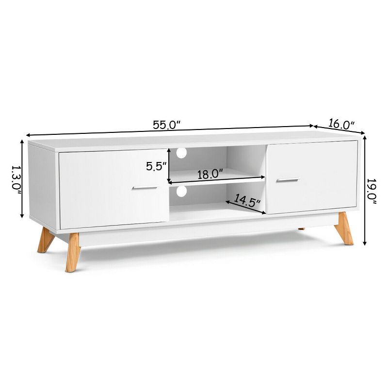 Costway TV Stand Entertainment Center Console Cabinet Stand 2 Doors Shelves White, 2 of 11