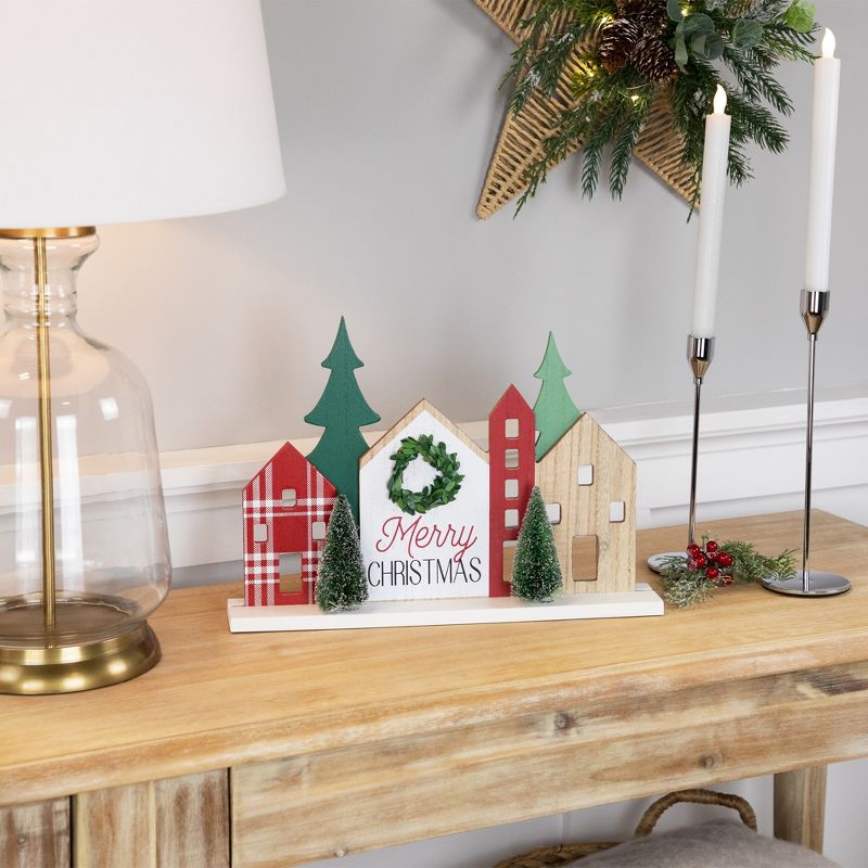 Northlight Christmas House with Trees Wooden Tabletop Decoration - 15", 2 of 7