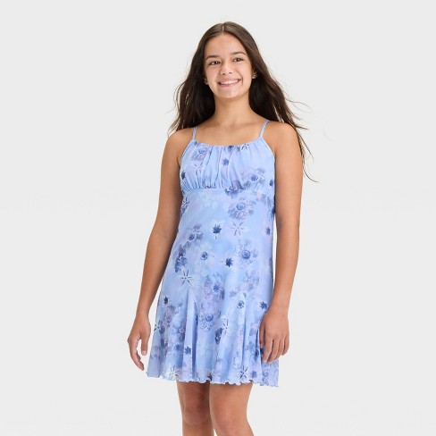 Girls Sleeveless Mesh Baby Doll Dress Art Class Light Blue Xl Target