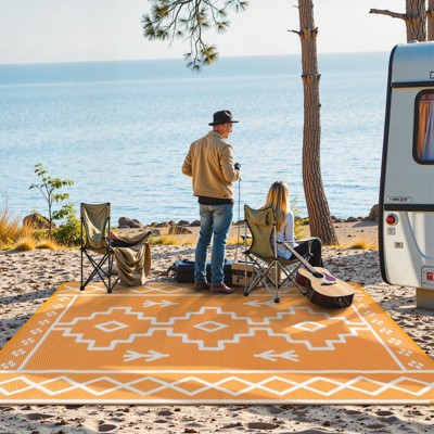 Lahome Pattern Series Outdoor Plastic Straw Rug-Waterproof Reversible Mat for Patio, Backyard, Camping, RV Awning