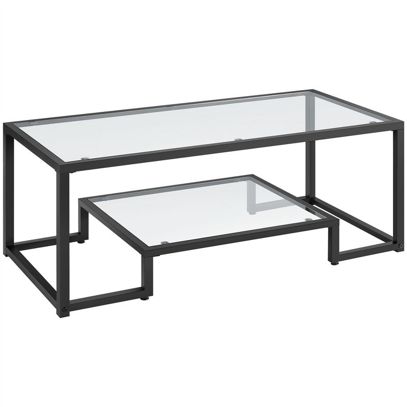 Yaheetech Modern Tempered Glass Coffee Table For Living Room，Black, 1 of 9