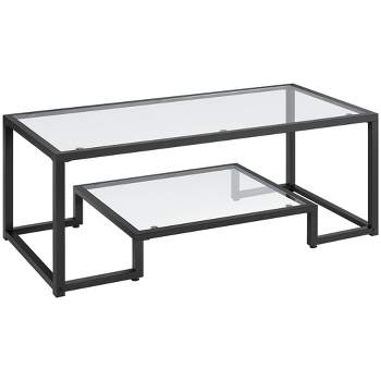 Yaheetech Modern Tempered Glass Coffee Table For Living Room，Black