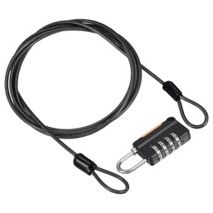 Unique Bargains Locker Luggage Bike 4 Digit Combination Lock with Security Cable Set - 1 of 4