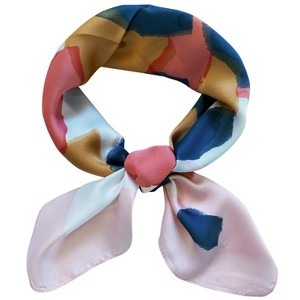 Wrapables Satin Neckerchief Square Scarf 26.5 x 26.5 Inches, Abstract Pink Floral - 1 of 4