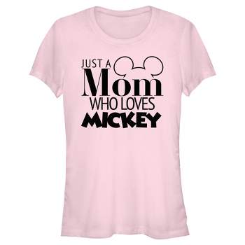 Junior's Women Mickey & Friends Just a Mom Who Loves Mickey T-Shirt