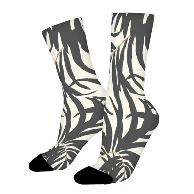 Tropical Bali Leaves Women Printed Crew Socks Funny Funky Socks Soft Polyester Novelty Gifts for Artists Men