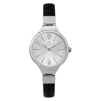 Women's Viewpoint By Timex Watch With Faux Leather Strap - Silver/Black CC3D79500TG