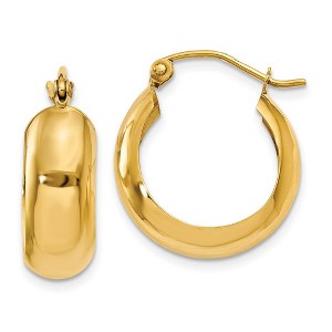 Black Bow Jewelry 7mm, 14k Yellow Gold Half Round Hoop Earrings, 18mm (11/16 Inch) - 1 of 4