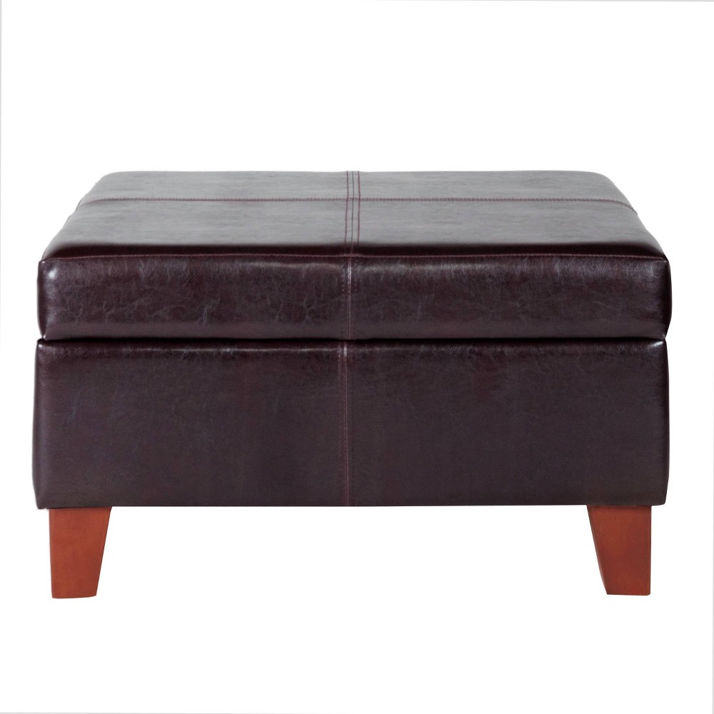 Photos - Pouffe / Bench Luxury Large Square Storage Ottoman Brown - HomePop