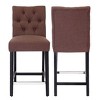 WestinTrends 24" Linen Fabric Tufted Counter Stool (Set of 2) - 3 of 4