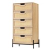 Natural Rattan 5 Drawer Dresser Modern Wooden Chest of Drawer Farmhouse Storage Dresser for Living Room Bedroom - 2 of 4