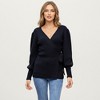 Anna-Kaci Women’s Knit Wrap Top with Long Sleeves, Textured Ribbed Fabric and Side Tie Detail Creating a Feminine Silhouette - 2 of 4