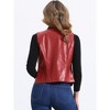 Allegra K Women's Faux Leather Waistcoat V Neck Sleeveless Zipper Motorcycle Biker Vest Jacket - 4 of 4
