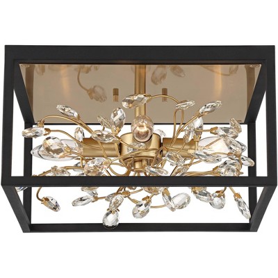 17" Gold and Crystal Modern Flush Mount Ceiling Light