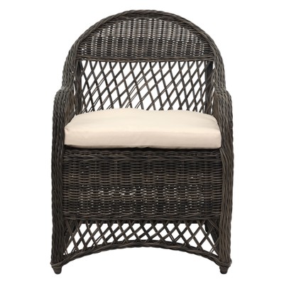 Davies Wicker Arm Chair With Cushion Gray/Beige - Safavieh