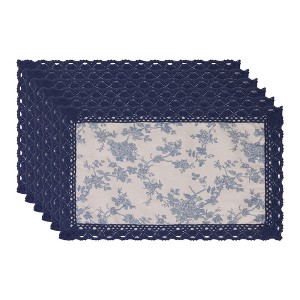 REGALWOVEN Rustic Placemats Set of 6 Placemats for Dining Table Decor Washable Kitchen Table Mat with Lace Trim - 1 of 4
