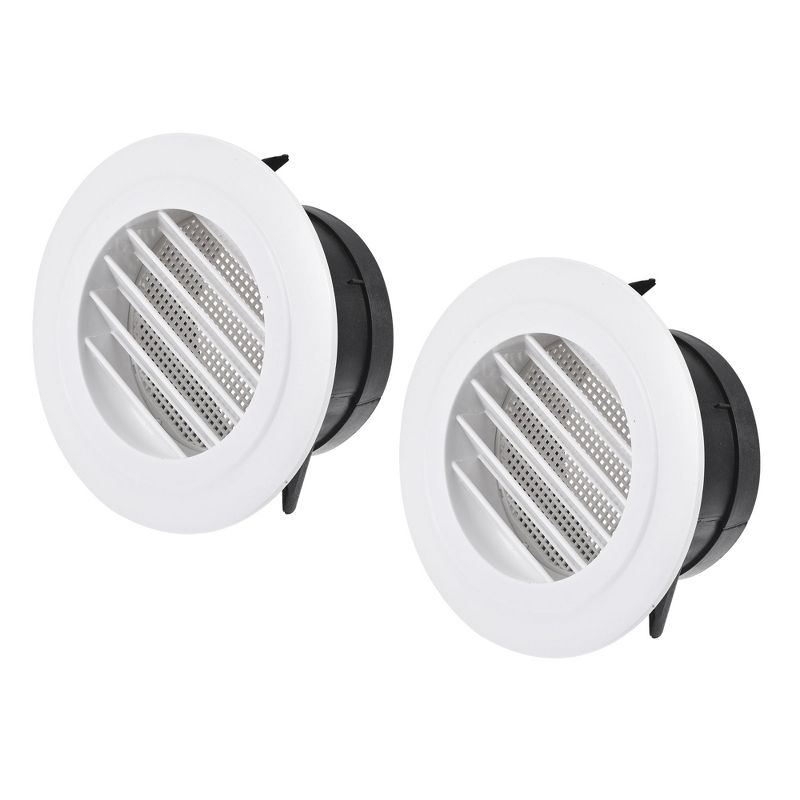 Unique Bargains Bathroom Home Office Removable Screen Grille Cover Slanted Louver Round Air Vent 2 Pcs, 1 of 4