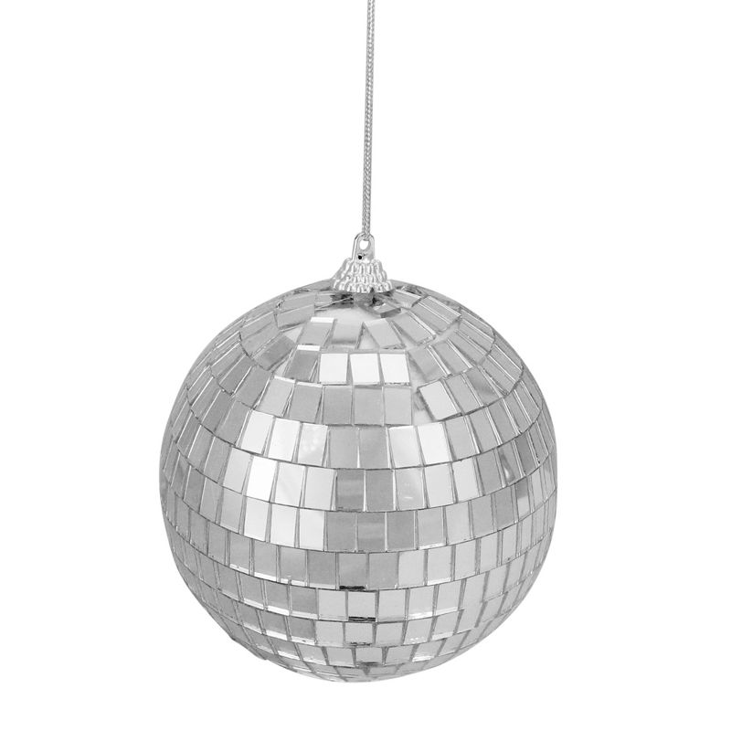 Northlight 4ct Silver Splendor Mirrored Glass Disco Ball Christmas Ornaments 4" (100mm), 1 of 3
