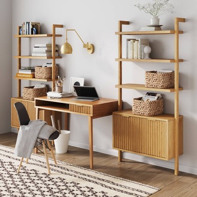 Nathan James Jasper Wood Fluted Desk Wall Unit - Thumbnail 2