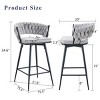 25" Swivel Counter Stools Set of 2 with Cotton Linen Cushions and Metal Frame for Kitchen Island-3irtyhousy - 4 of 4