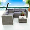 4-Piece Patio Sectional Wicker Rattan Outdoor Sofa Set with Storage Box, Grey Cushions, and Free Combination Design for Garden, Porch, or Balcony - 2 of 4