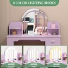 Kids Vanity with Lighted Mirror & Stool, Girls Makeup Vanity Desk with Bookshelf, Drawer, Open Shelves & Accessories - 3 of 4