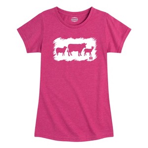Girls' - Case IH - Farm Animal Sketchy Fitted Short Sleeve Graphic T-Shirt - 1 of 4