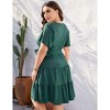 BLUEMING Plus Size Womens Dresses V Neck Floral Flutter Sleeve Midi Surplice Dress Waist Belted Floral Tie Waist Dress Bell Sleeve Dress Flowy Dress - 2 of 4