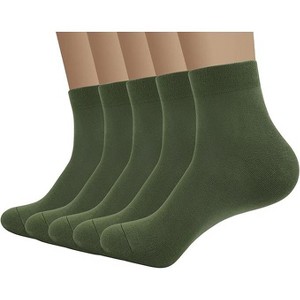 SERISIMPLE Men Viscose Bamboo Quarter Thin Ankle High Breathable Comfort Cool Soft Quarter Ankle Socks Grey Large 5 Pairs - 1 of 4