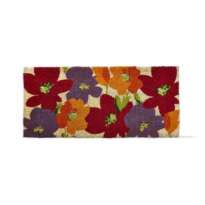 TAG 1'6"x3'3" Springtime Large Red Orange Purple Floral Print Rectangle Indoor Outdoor Estate Coir Door  Mat Beige Background