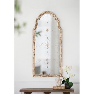 22inx 48inLarge Cream & Gold Framed Wall Mirror, Wood Arched Mirror with Decorative Window Look for Living Room, Bathroom, Entryway - 1 of 1
