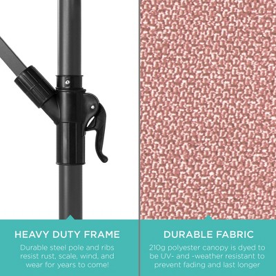 Rose Quartz 10ft Offset Hanging Patio Umbrella with Steel Frame