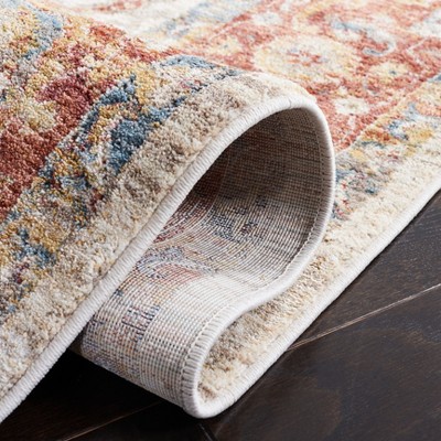 Ivory and Rust Hand-knotted Square Synthetic Area Rug