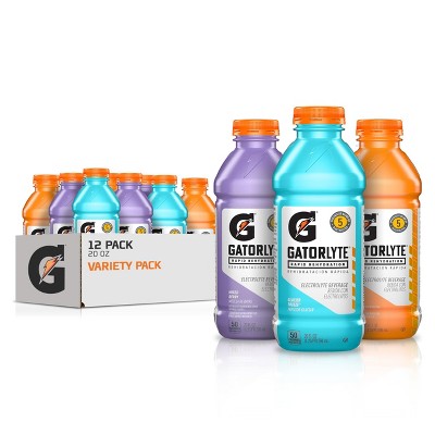 Gatorlyte Rapid Rehydration Electrolyte Beverage, Variety Pack 2.0 - 20 Fl Oz (Pack of 12)