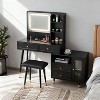KTMBDW Modern Makeup Vanity Desk with Mirror and Lights, Retractable Dressing Table Set with Stool and 4 Drawers & Cabinet for Bedroom, Dressing Room - 2 of 4