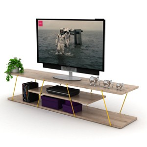 Sapphtopaz TV Stand for TVs Up to 60" with Open Storage Shelves TV Entertainment Center with Metal Cords, TV Console for Living Room - 1 of 4