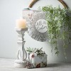 Wood Pillar Holder Cream 16"H Wood Set of 2 - 3 of 4