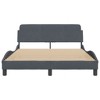 vidaXL Double Bed Frame with Headboard - Dark Gray Velvet, Plywood Slats Design, Sturdy Metal Legs, Modern Elegance for Bedroom - 3 of 4
