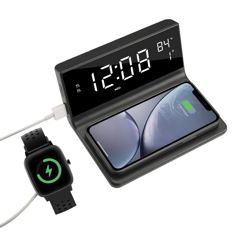 Supersonic® Dual Alarm Clock with 2-in-1 Wireless Charging, 2 of 11