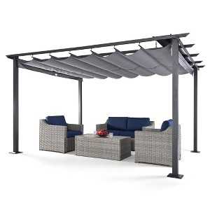 HAPPATIO Outdoor Retractable Pergola Canopy Patio Pergola with Aluminum Frame - 1 of 4